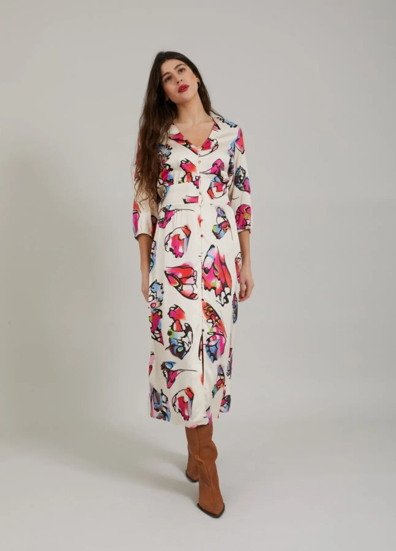 Kvinde Coster Copenhagen Kjoler^Kjole M. Knapper Og Butterfly Print
