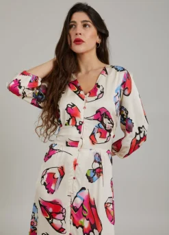Kvinde Coster Copenhagen Kjoler^Kjole M. Knapper Og Butterfly Print