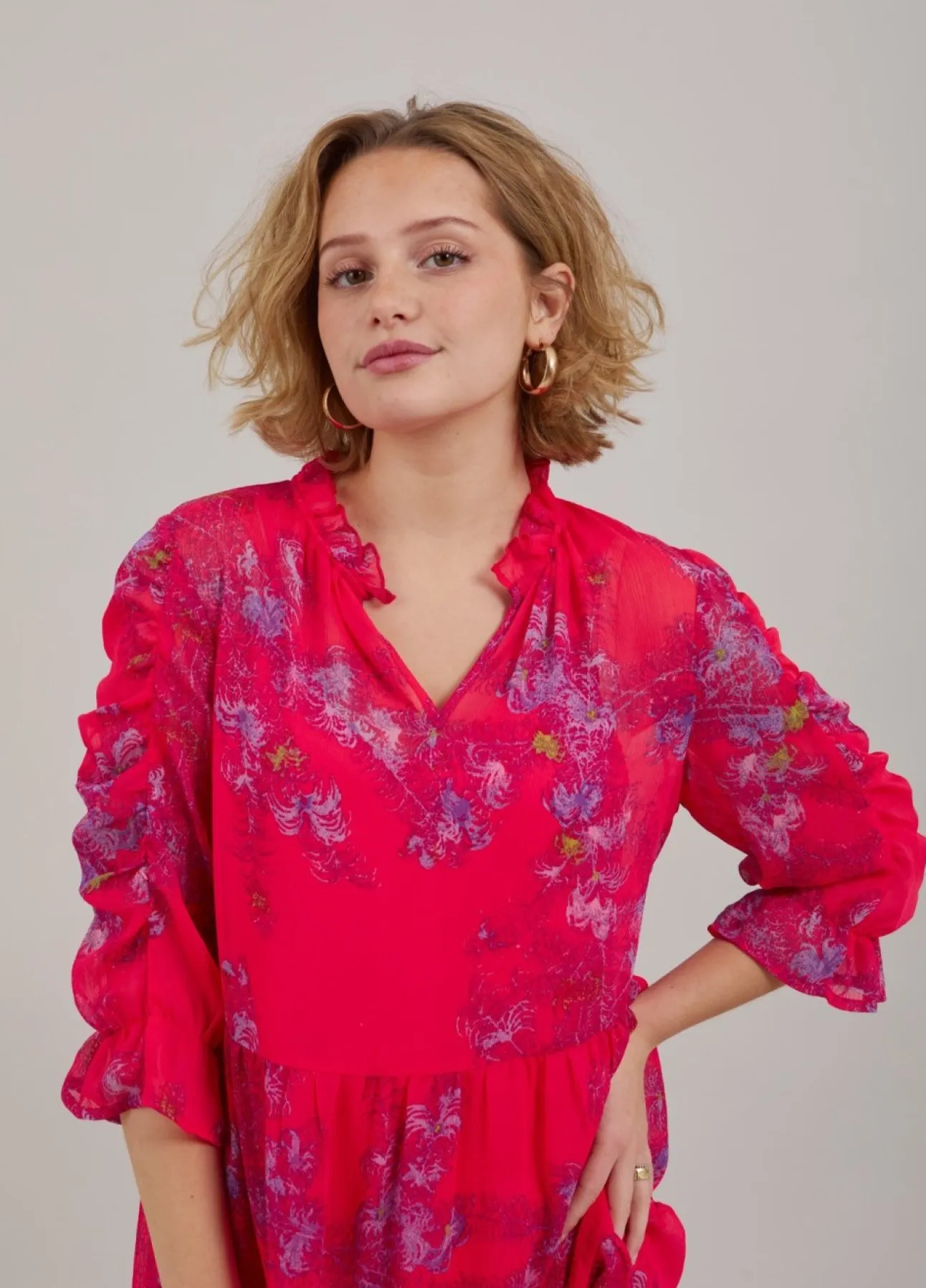 Kvinde Coster Copenhagen Kjoler^Kort Kjole M. Feather Bloom Print