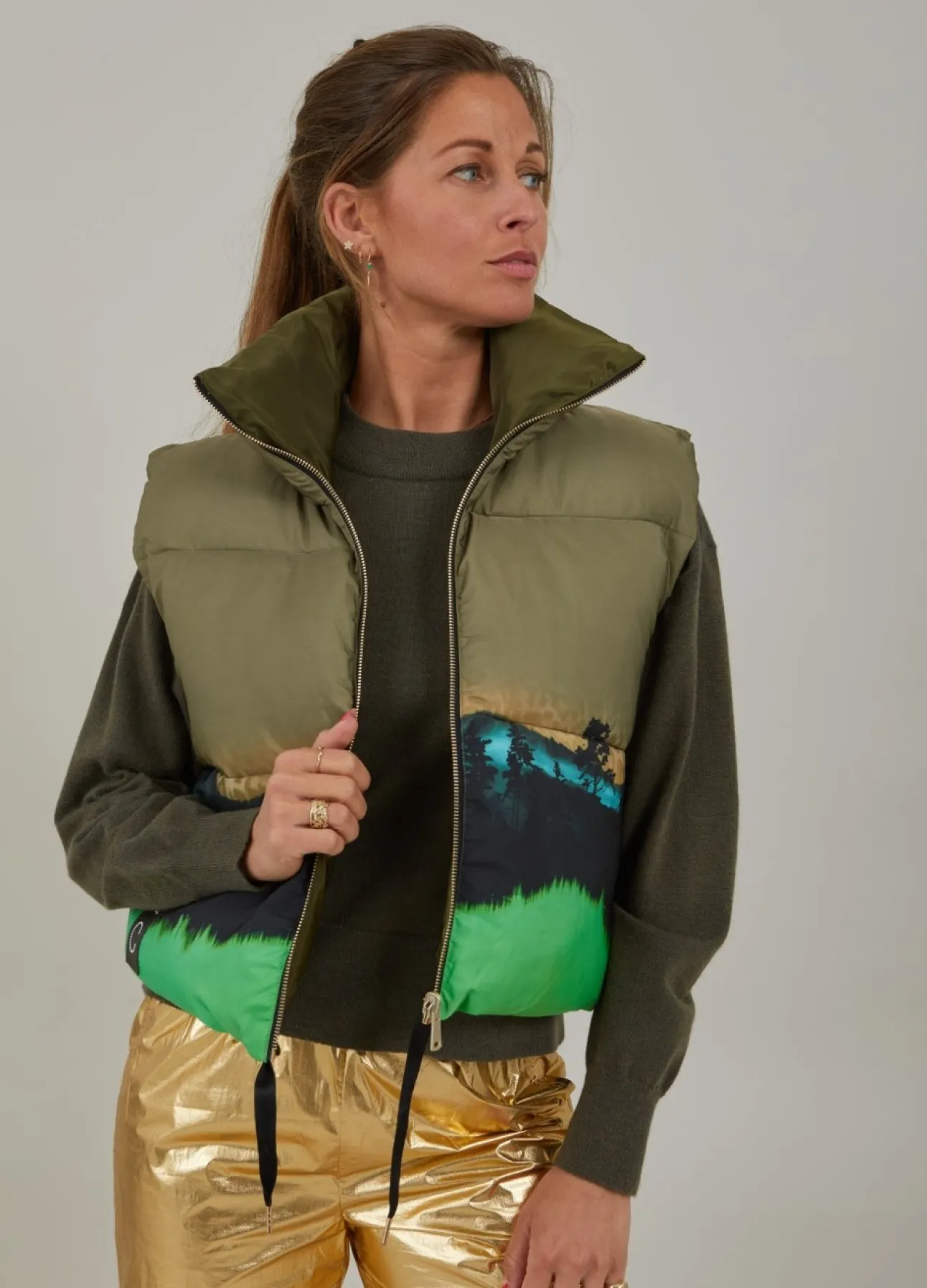 Kvinde Coster Copenhagen Jakker Og Frakker^Kort Vest I Magic Forest Print