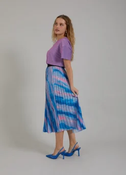 Kvinde Coster Copenhagen Nederdele^Plisseret Nederdel M. Faded Stripe Print
