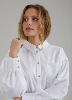 Kvinde Coster Copenhagen Skjorter Og Bluser^Skjorte M. Bokset Pasform Og Broderinger