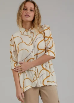 Kvinde Coster Copenhagen Skjorter Og Bluser^Skjorte M. 3/4 Laengde Aermer Og Chain Print