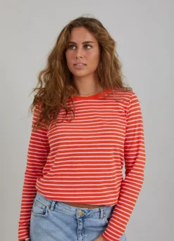 Kvinde Coster Copenhagen Skjorter Og Bluser^Stribet T-Shirt M. Lange Aermer